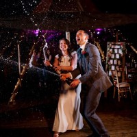 Wedding couple celebrating at Oxfordshire venue