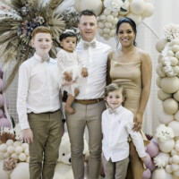 Family at naming ceremony in Oxfordshire